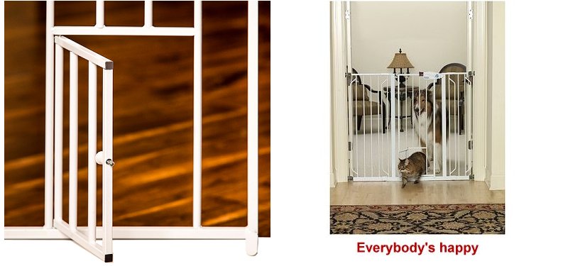 extra wide gate with small pet door